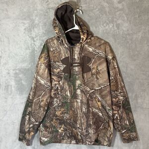 Under Armour Storm Hoodie Mens L Realtree Xtra Camo Pullover Fleece Hunting READ